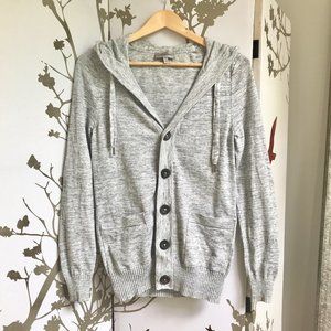 La Chateau Gray Cotton Hoodie Cardigan